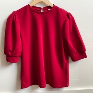 SheIn Women's Puff Sleeve Top Keyhole Back Sz M